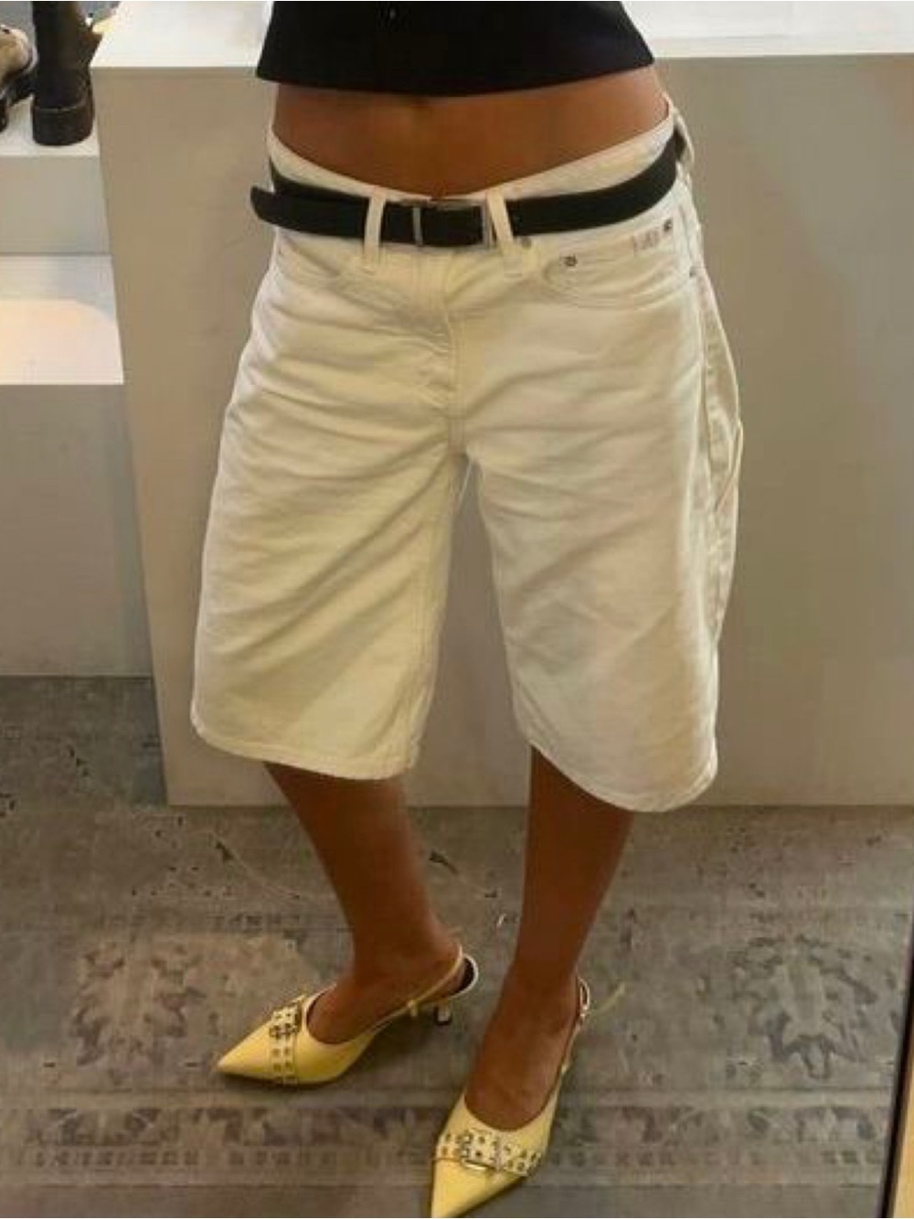 White denim jorts